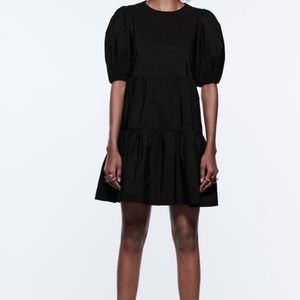 ZARA TIERED POPLIN DRESS SIZE MEDIUM